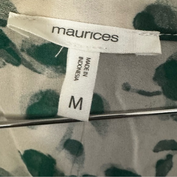 Maurices Cream and Green 3/4 Sleeve Boxy Button Down Shirt - Picture 3 of 4